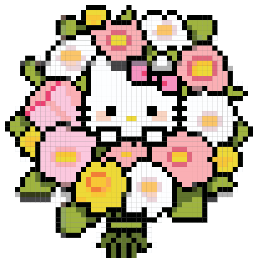 Flower Cat fuse bead pattern preview
