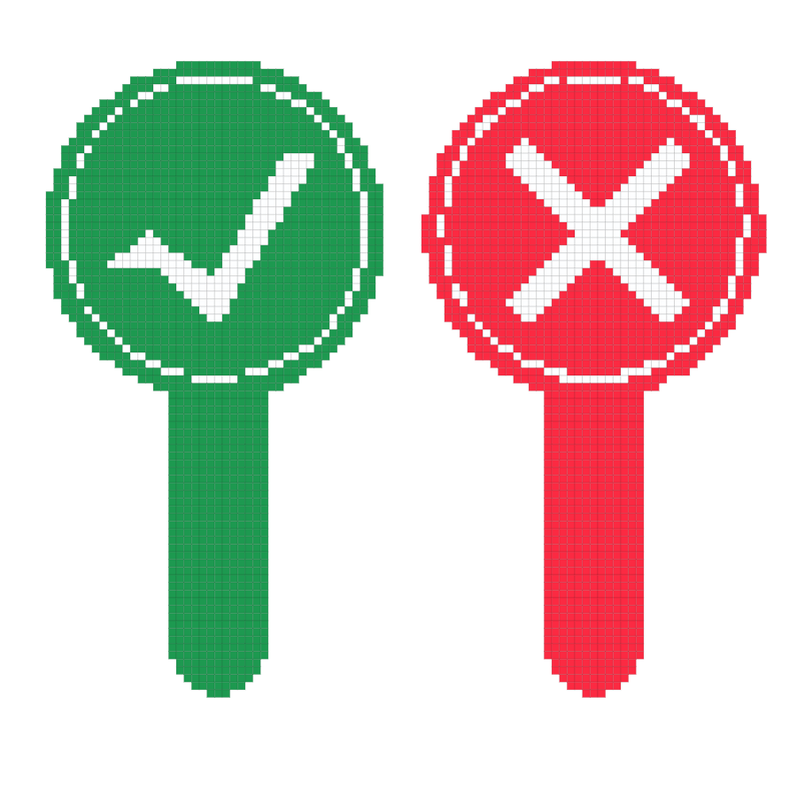 Right and wrong fuse bead pattern preview