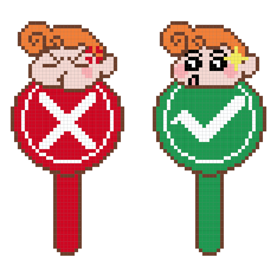 Right and wrong fuse bead pattern preview