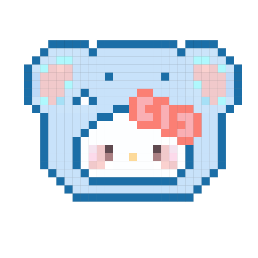 Blue Hat Cat fuse bead pattern preview